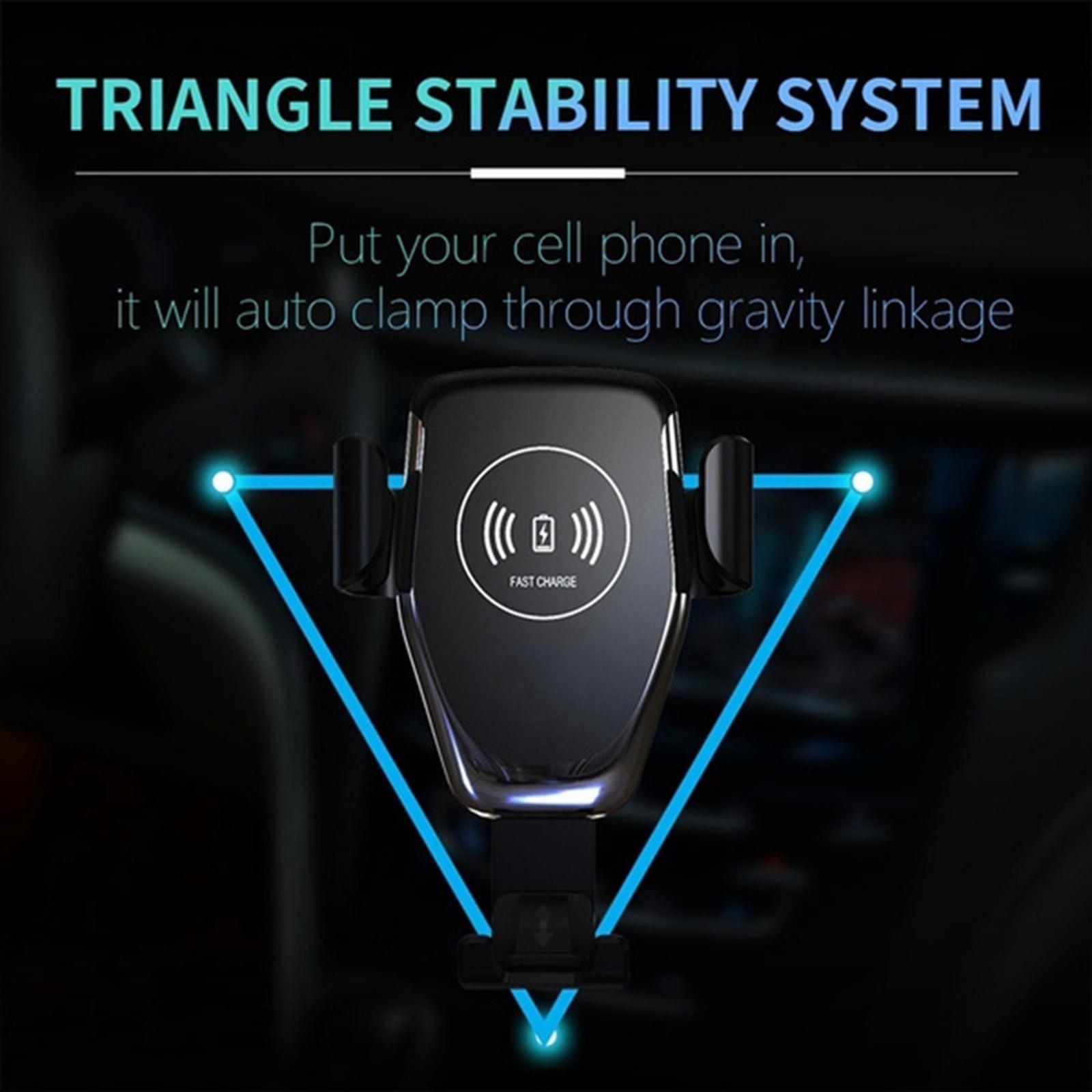 Air Vent Phone Holder 10W Fast Car Wireless Charger Black
