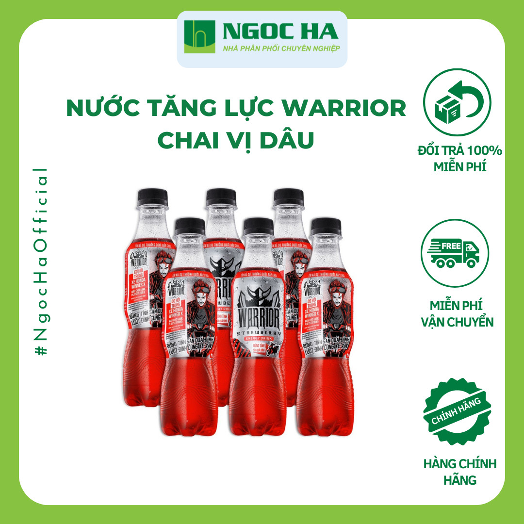 (Lốc ) Nước tăng lực Warrior Vị Dâu chai 330ml_Bổ sung vitamin Tăng cường sức khỏe_Tỉnh táo tập trung