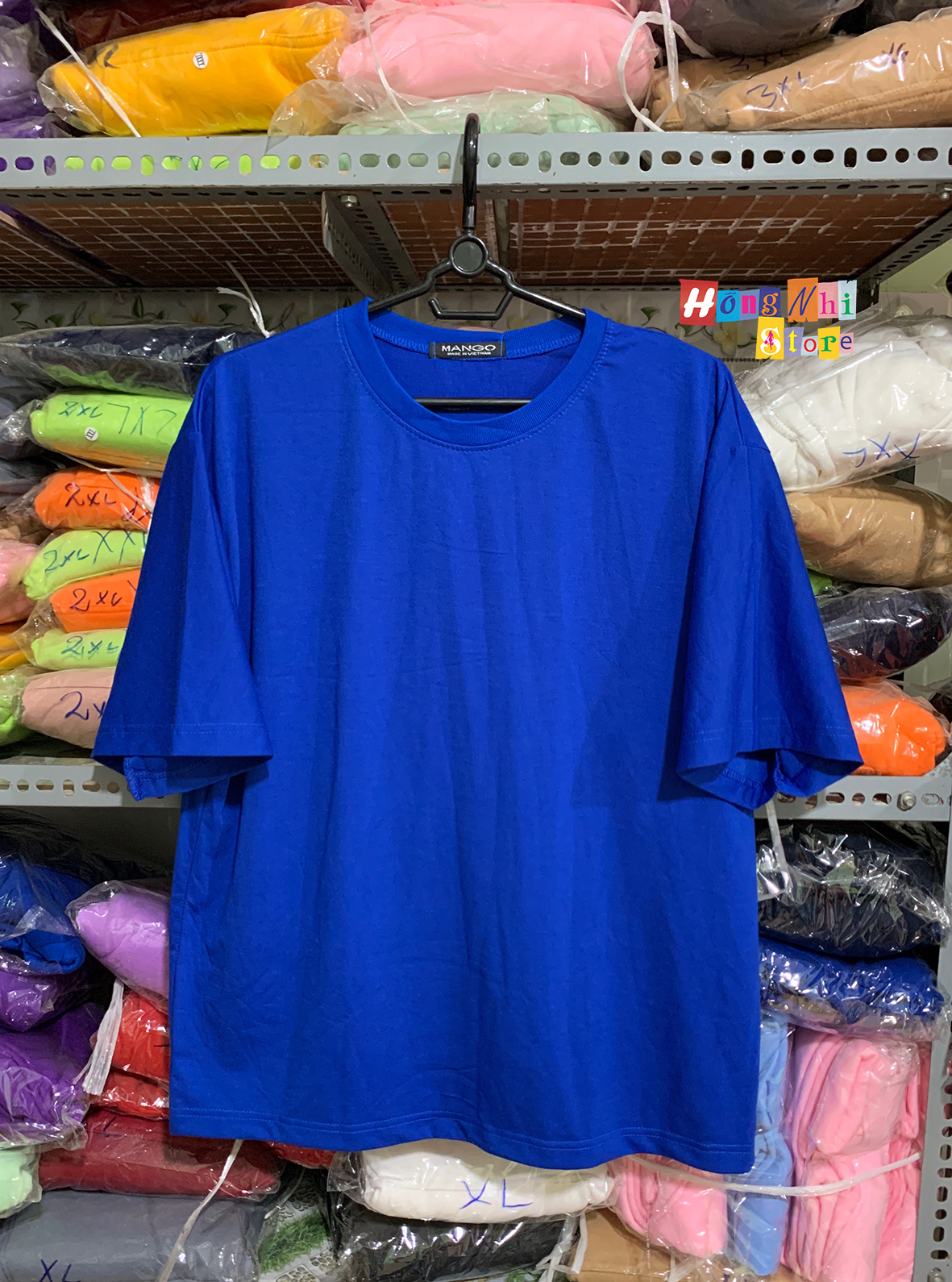 Áo Thun Tay Lỡ Trơn Oversize Dáng Rộng Màu Xanh Dương Unisex Blue - MM