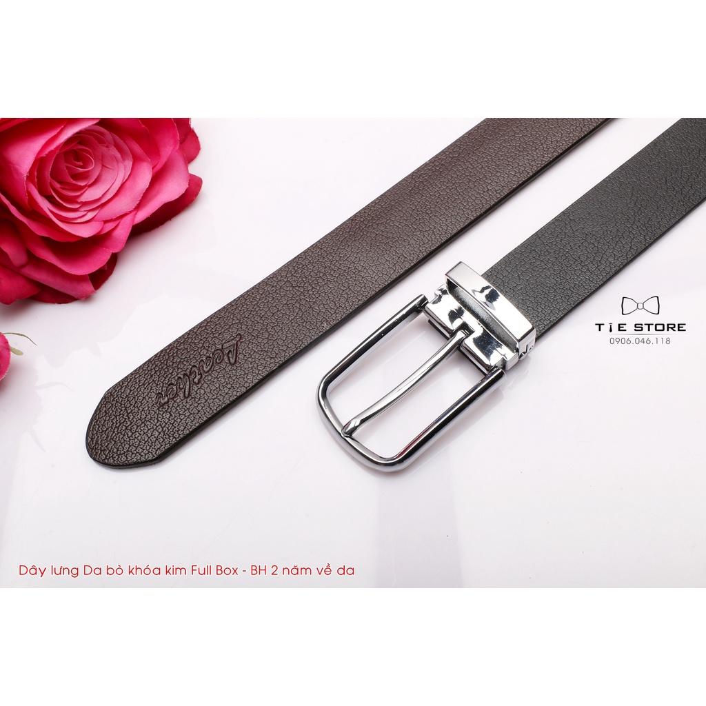 Thắt Lưng Nam Da bò 1 lớp, dây lưng công sở cao cấp BH 2 năm Full box - Khóa kim