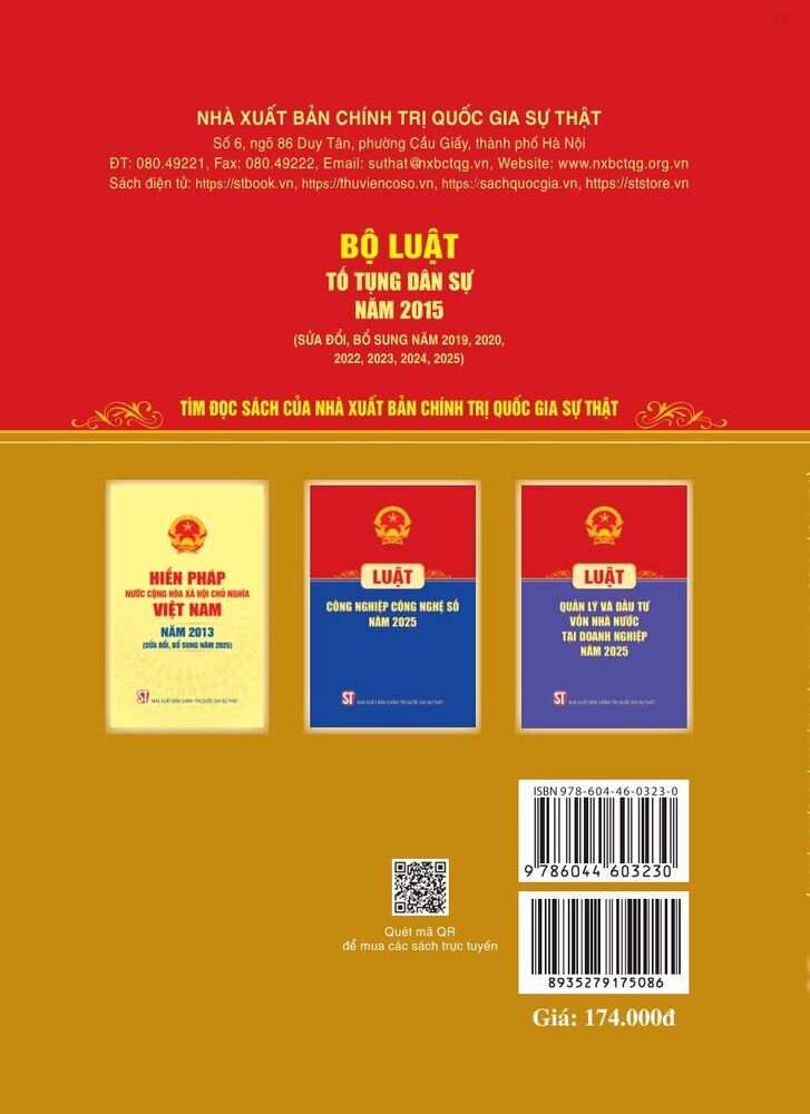 Bộ luật Tố tụng dân sự năm 2015 (Sửa đổi, bổ sung năm 2019, 2020, 2022, 2023, 2024, 2025)