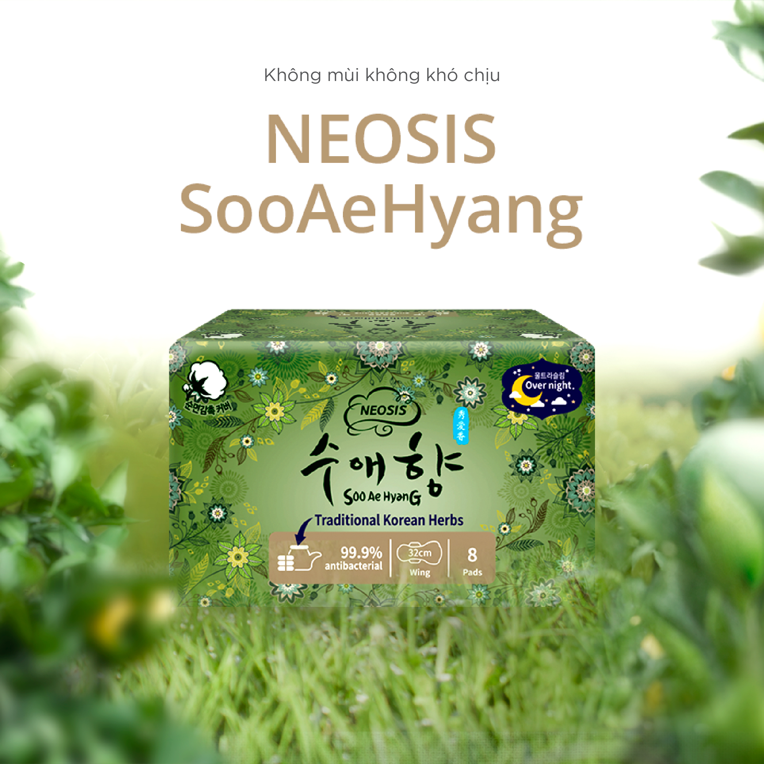 COMBO 2 GÓI BĂNG VỆ SINH HỮU CƠ  THẢO DƯỢC NEOSIS SOOAEHYANG BAN ĐÊM (KT: 32cm)_1 gói/10 miếng_hàng chính hãng