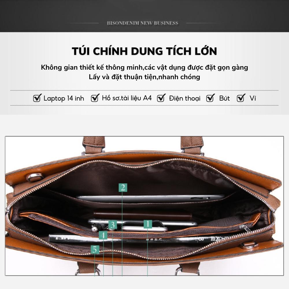 Cặp da công sở Cặp văn phòng Cao Cấp FEIDKAPOLO Chất liệu Da PU cực bền,Cặp Đựng Laptop 14inh,Vệ sinh dễ dàng-