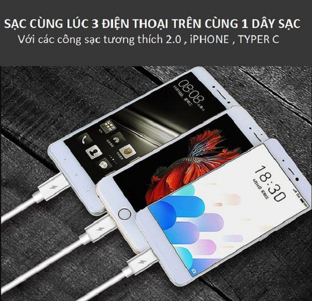 Cáp sạc điện thoại 3 trong 1 - Dài 1m - L125