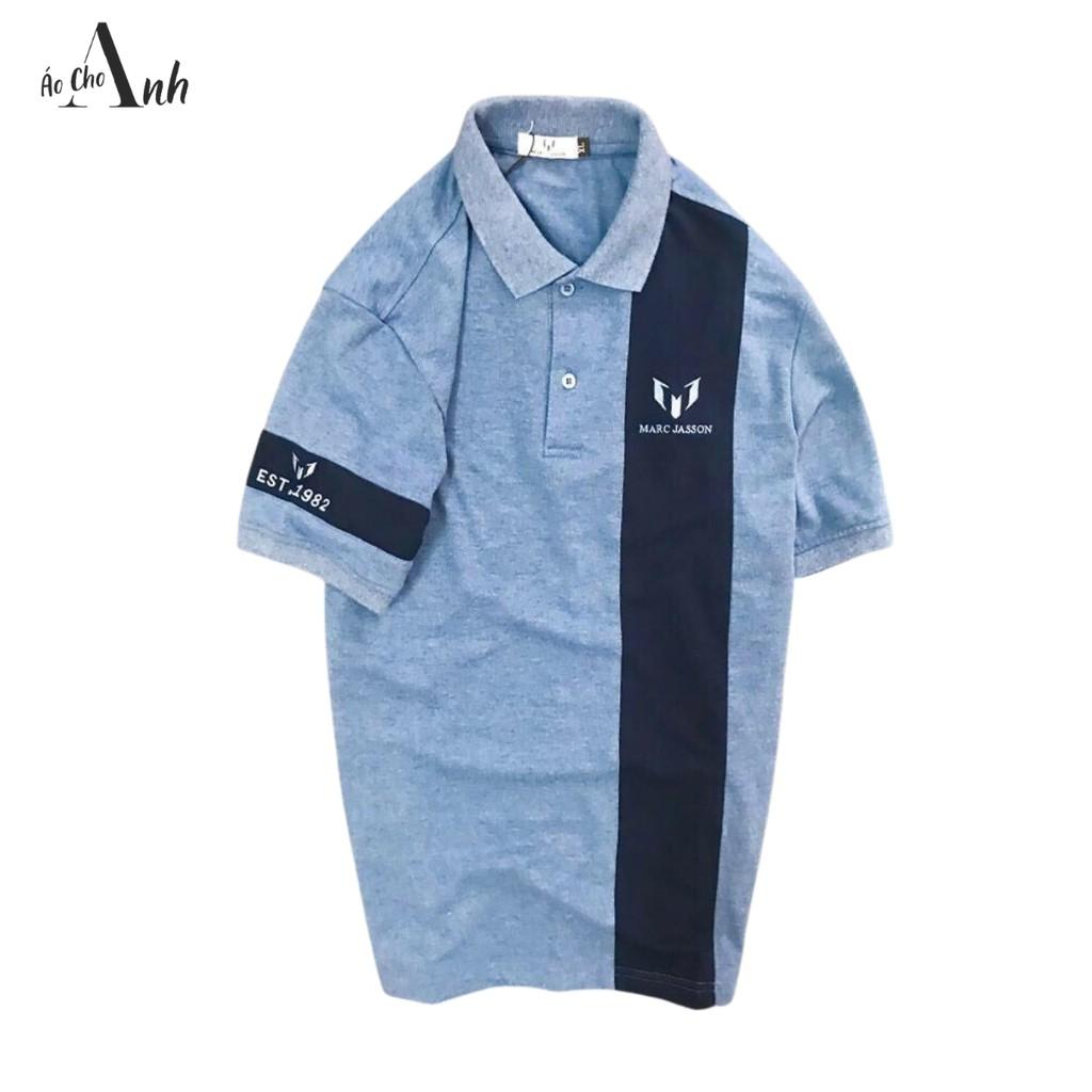 Áo thun nam tay ngắn cổ bẻ cao cấp phối màu trước áo cá tính lịch lãm 4 màu phong cách tươi mới - A049
