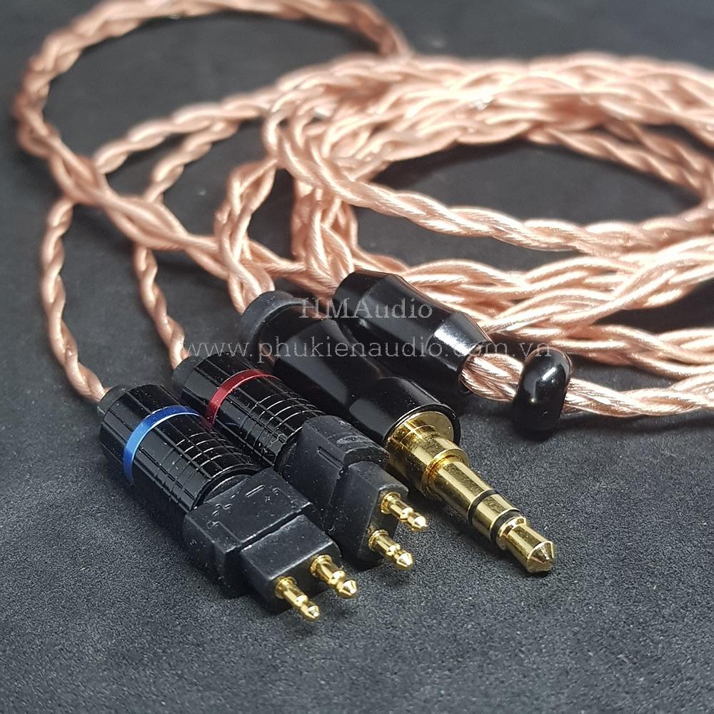 Dây tai nghe đồng OFC 1.2mm tết 4 - Connector HD650 HD600 HD660s HD25 HD580