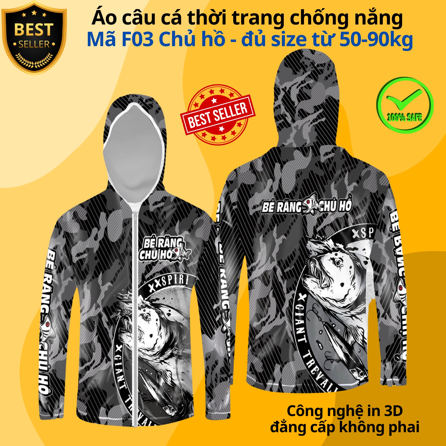 Áo câu cá thời trang chống nắng F05 Cá vàng F02 Big Fish đủ size từ 50-85kg - Áo đi câu chất liệu chống tia UV cao cấp D Danido