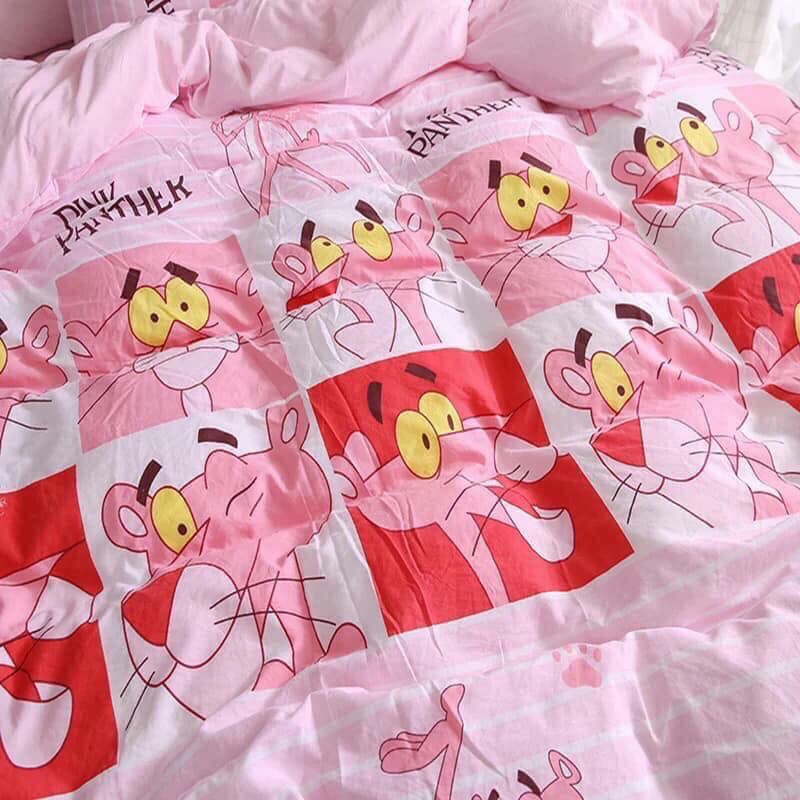 Bộ Chăn Ga Gối Cotton Poly Báo Hồng Pink Panther