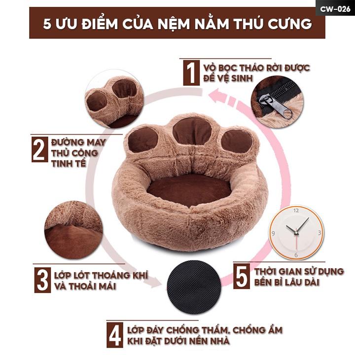 Đệm Nằm Cho Thú Cưng Nệm Ngủ Chó Mèo Dưới 5kg Mẫu Hình Dấu Chân Mèo Đáng Yêu Nhìu Màu CW-026