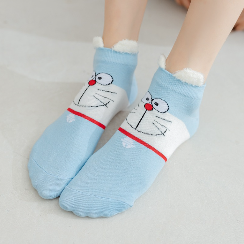 Vớ tất nữ cổ ngắn Doraemon Shin hoạt hình đáng yêu đi giày siêu xinh ấm áp giá rẻ