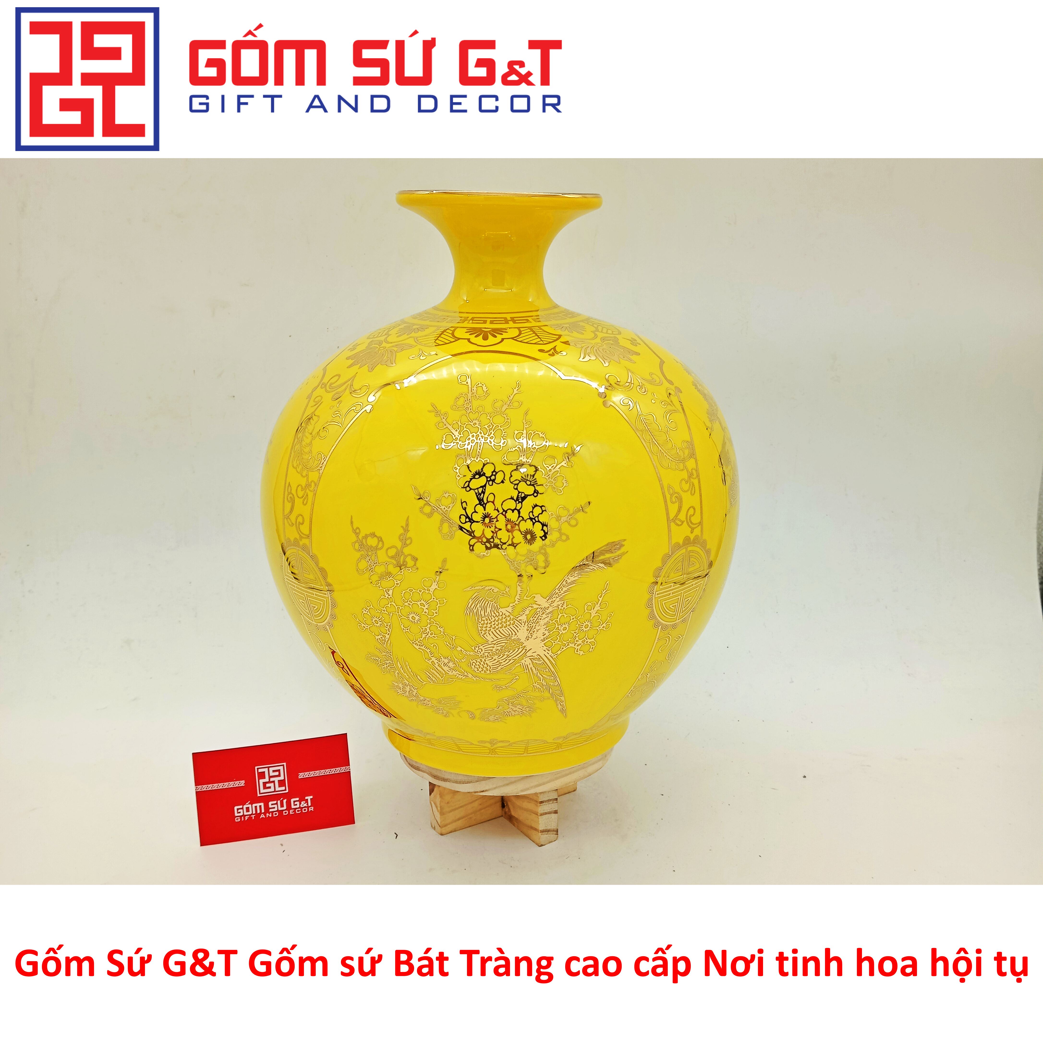 Bóng hút tài lộc 4 mùa sung túc vẽ vàng kim Gốm Sứ G&amp;T