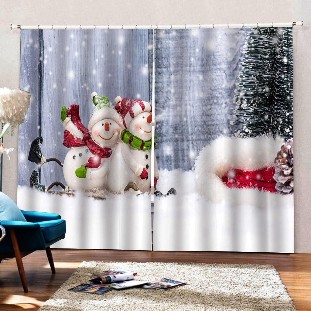 3pcs/set Christmas 3D Curtain Waterproof Window Drapes
