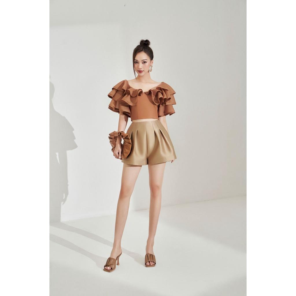 MOLLYNISTA - Áo Oria organza 2 tầng bèo quyến rũ nữ tính thiết kế cao cấp đi chơi đi tiệc gợi cảm