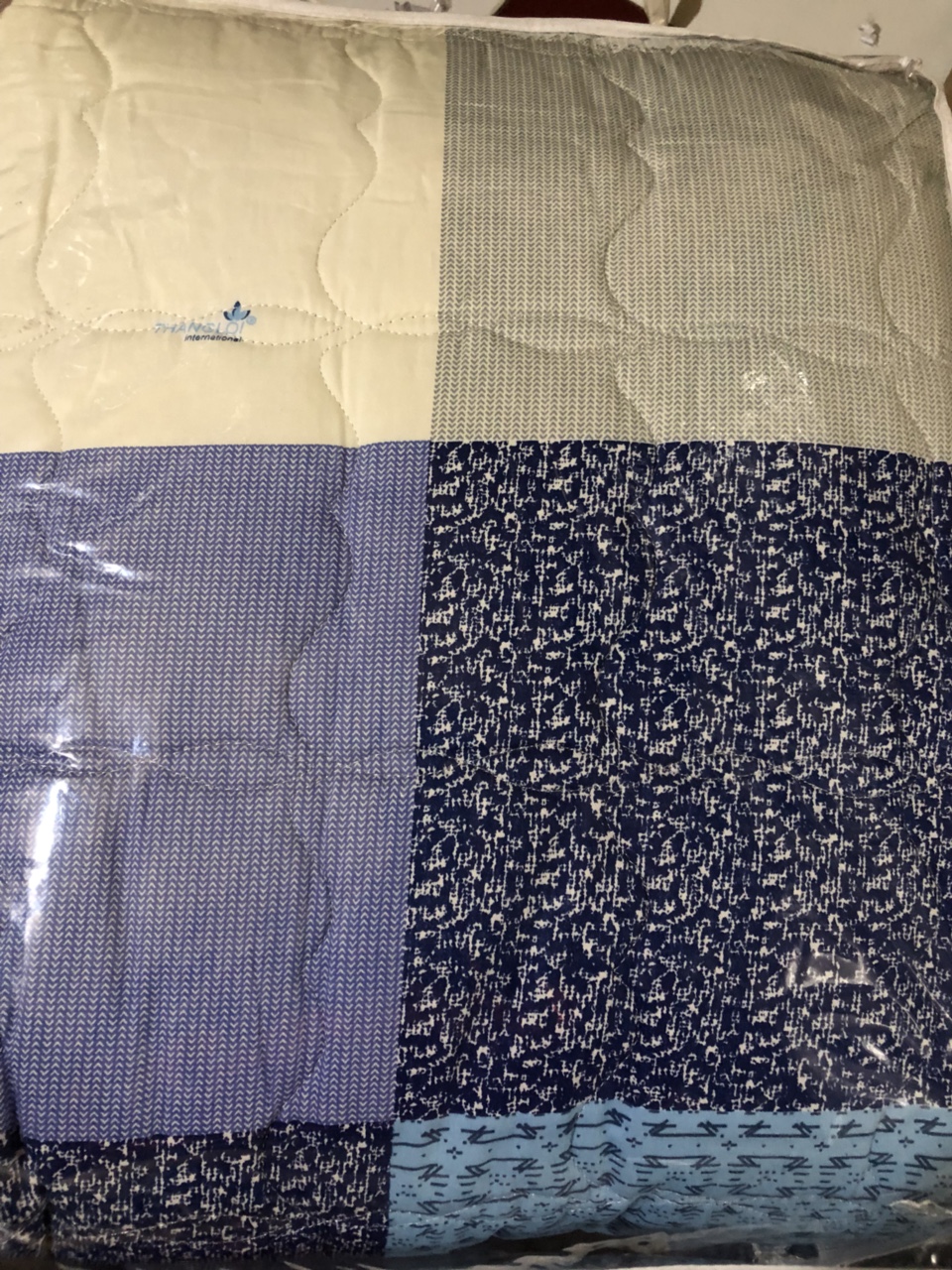 Bộ Drap kèm mền 100% Cotton cao cấp mẫu caro biển - 1m6 x 2m
