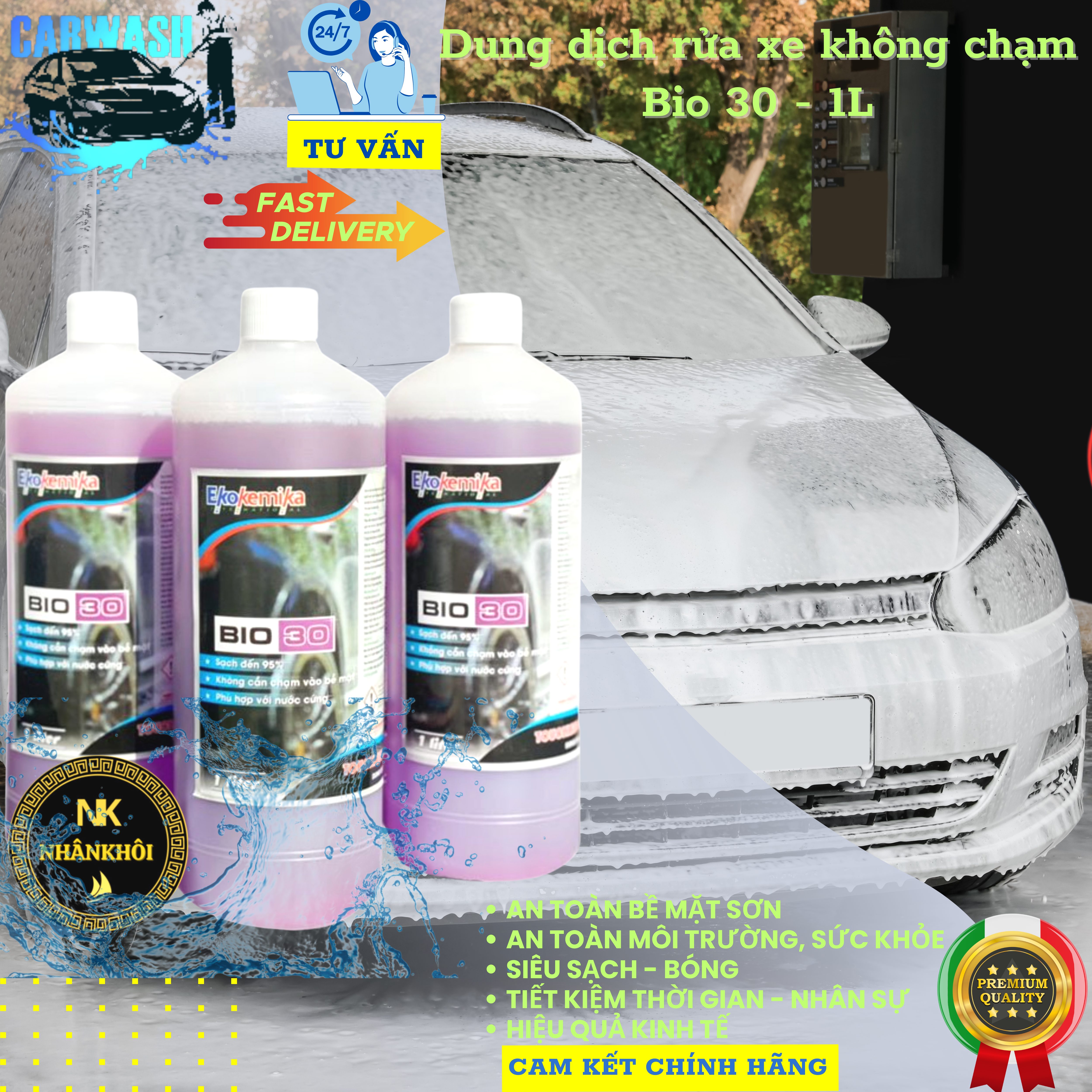 Bio 30 - 1 lít - Dung dịch rửa xe không chạm - Nước rửa xe bọt tuyết - Ekokemika
