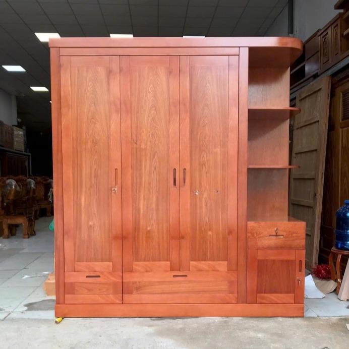 Tủ đựng đồ mẫu hiện đại , TỦ QUẦN ÁO GỖ XOAN ĐÀO 3 CÁNH KÈM KỆ TRANG TRÍ
