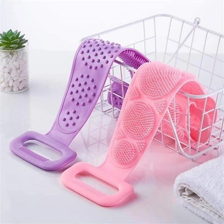 Set 2 đai tắm cọ lưng silicon tặng kèm móc treo GROFA