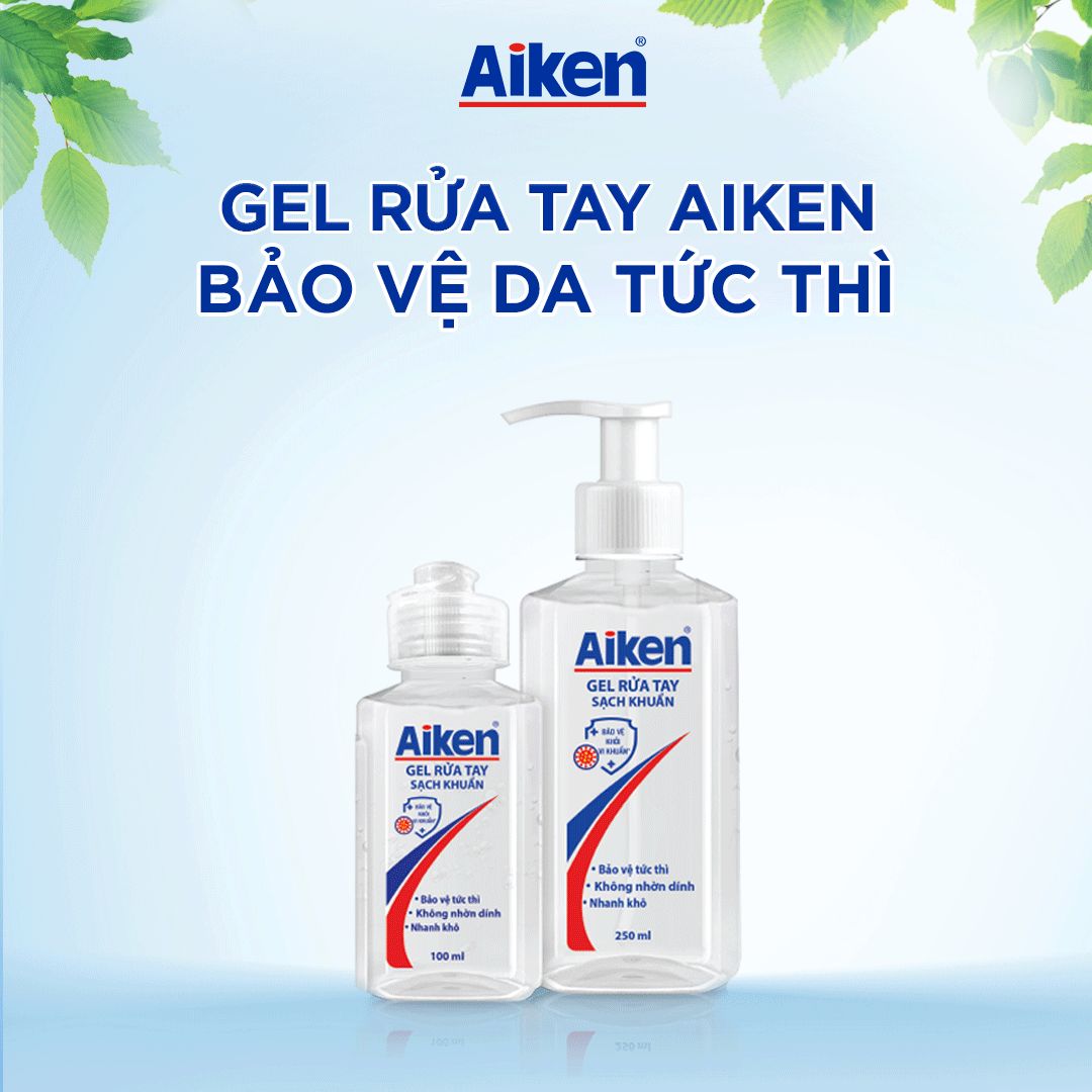 Combo 2 Gel rửa tay Sạch khuẩn Aiken 60ml/chai