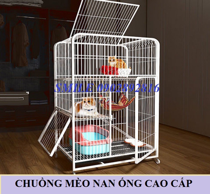 [FREESHIP] Chuồng Mèo Nan Ống Cao Cấp 1m1 - Chuồng Lớn - Màu Trắng, Đen