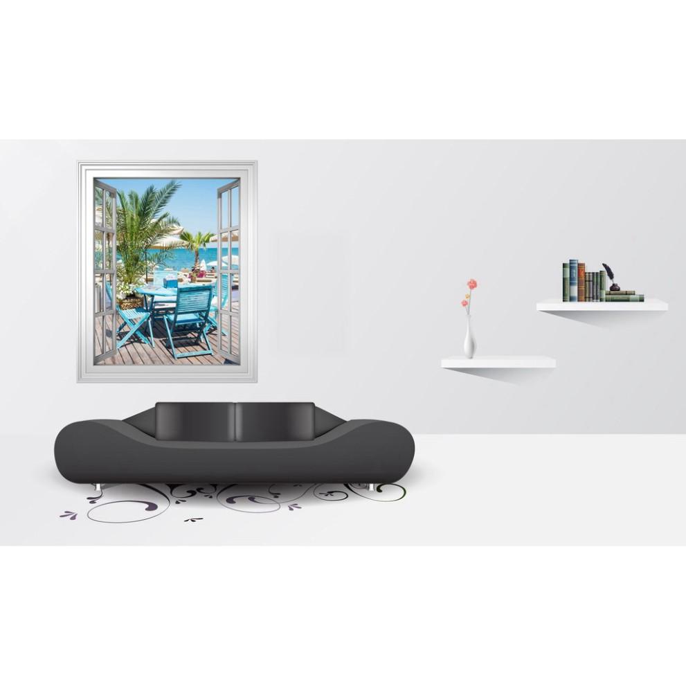 Tranh dán tường cửa sổ 3D cảnh đẹp thiên nhiên 0162
