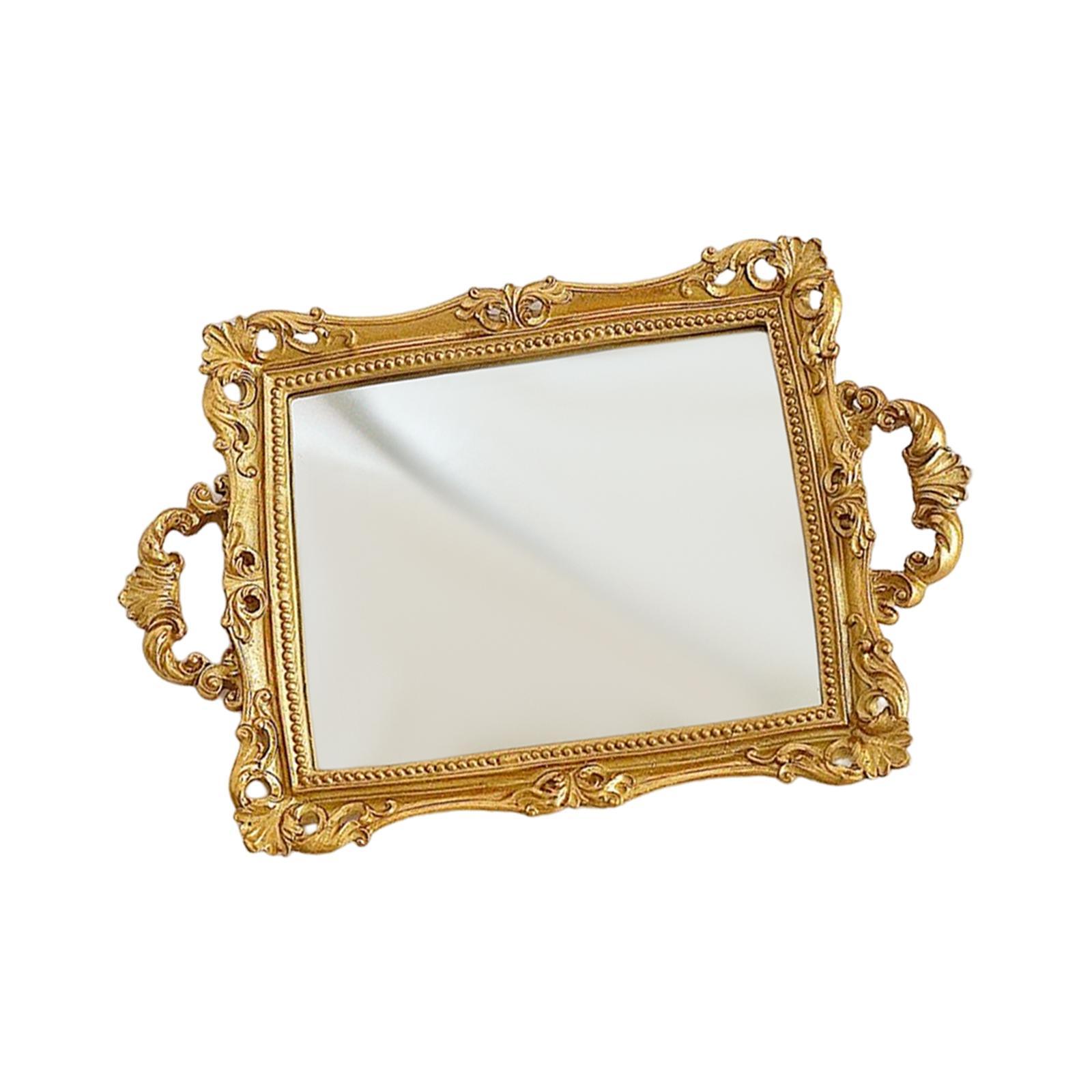 Ornate Vanity Mirror Tray Makeup Organizer Cosmetic Perfume Storage Rectangle Vanity Tray Jewelry Display Multipurpose Home Decoration