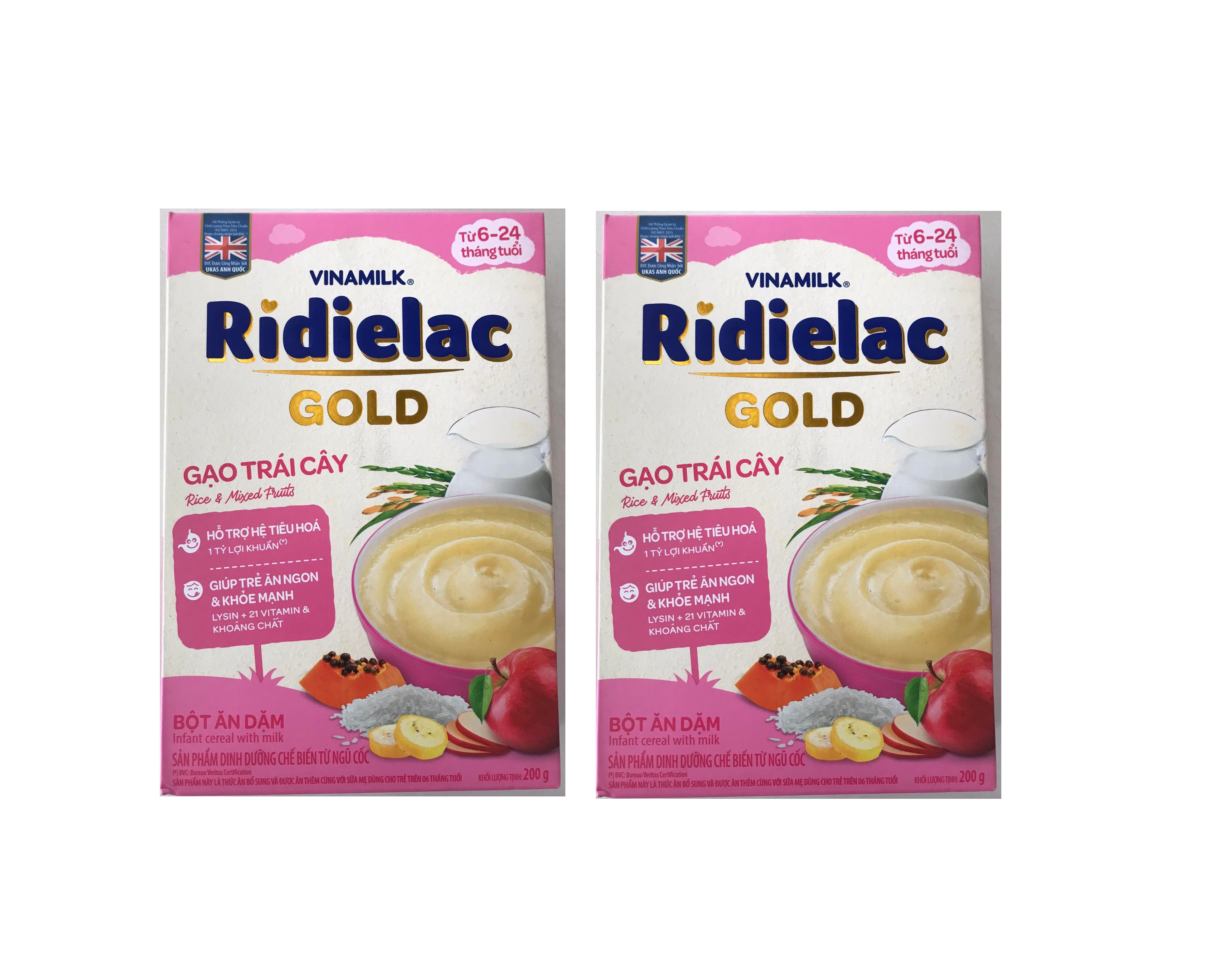 Combo 2 hộp BỘT ĂN DẶM
RIDIELAC GOLD GẠO TRÁI CÂY -
HỘP GIẤY 200G