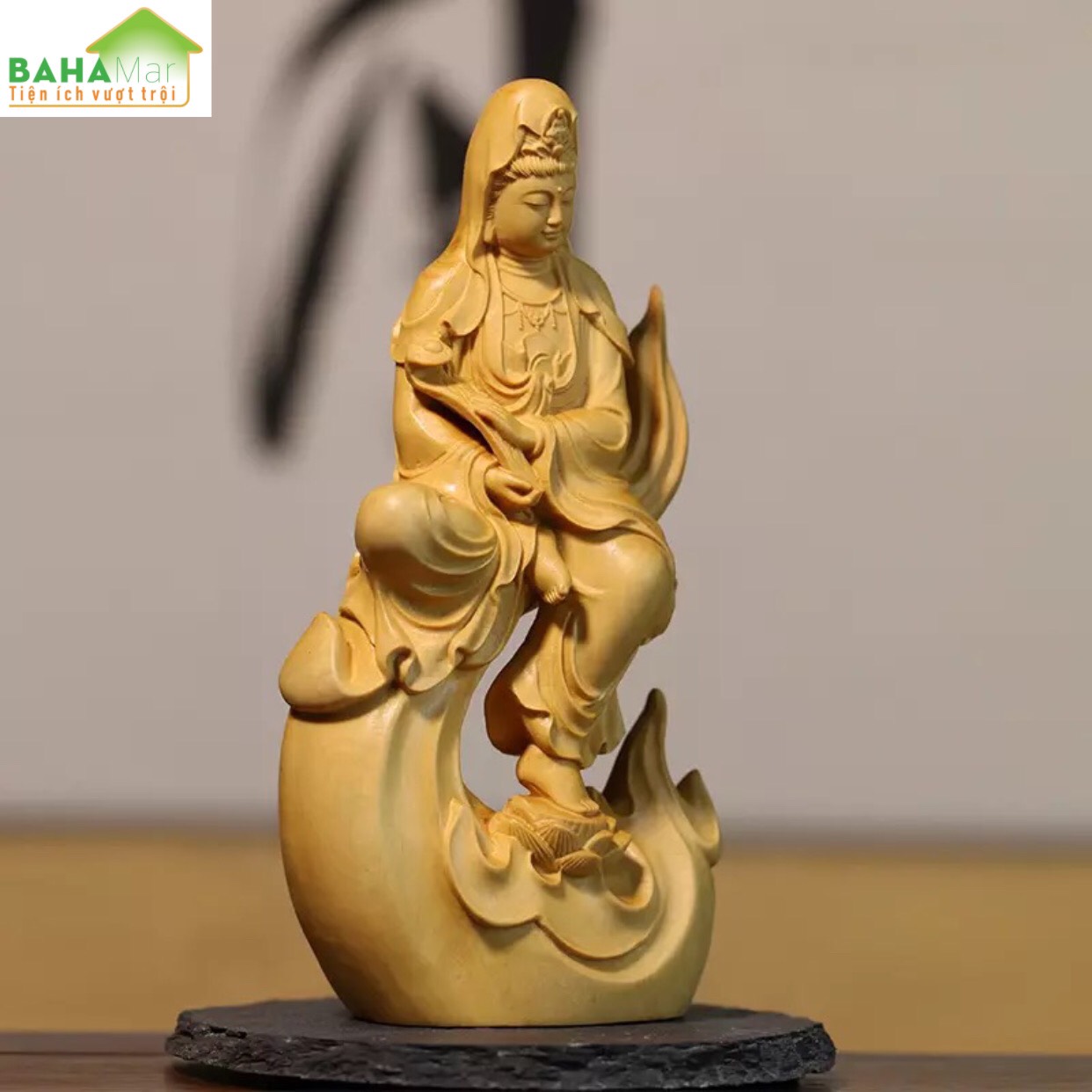 TƯỢNG ĐIÊU KHẮC GỖ - PHẬT BÀ QUAN ÂM "BAHAMAR" Chất liệu gỗ chắc chắn, chất lượng cao và bảo vệ môi trường, tay nghề tinh tế và chất lượng cao.