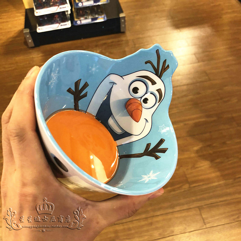 Chén nhựa Melamine hình người tuyết Olaf Frozen nổi 3D màu trắng xanh cho bé gái và bé trai - 46P8NOL2457