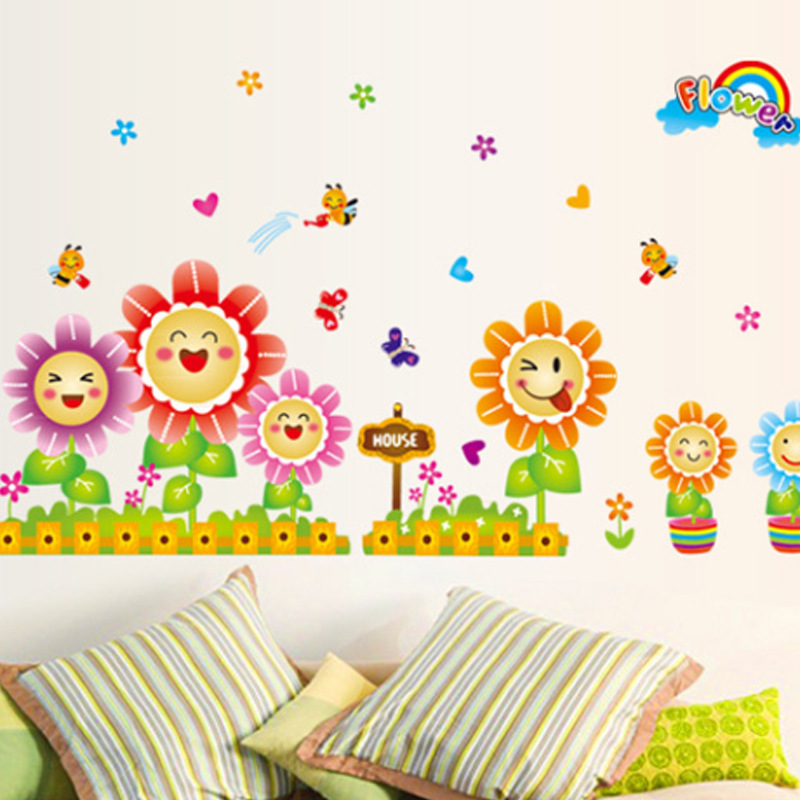 Decal dán tường cho bé Hoa mặt trời dễ thương ngộ nghĩnh AmyShop