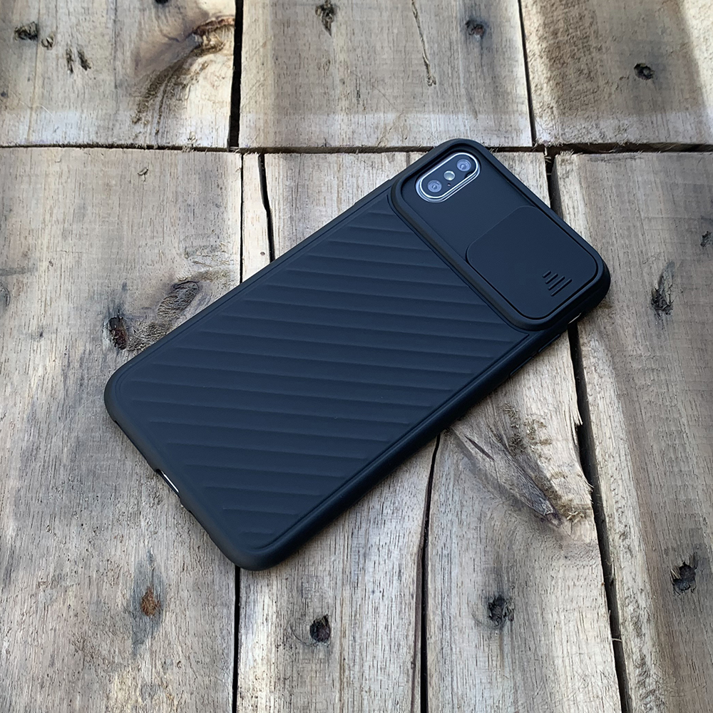 Ốp lưng kéo nắp camera cao cấp dành cho iPhone XS Max - Màu Đen