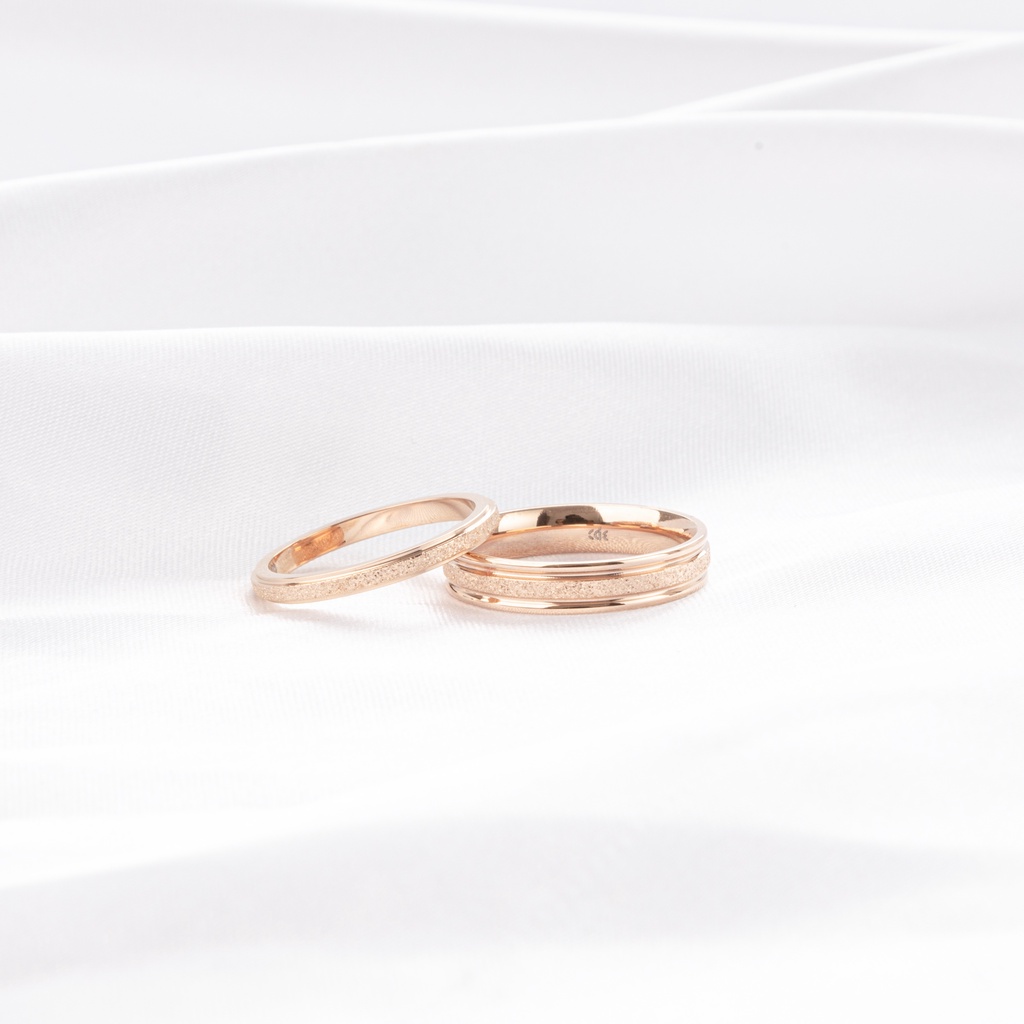 Nhẫn cặp đôi CDE Milgrain Rose Gold Ring CDE8003RG &amp;amp; CDE8004RG