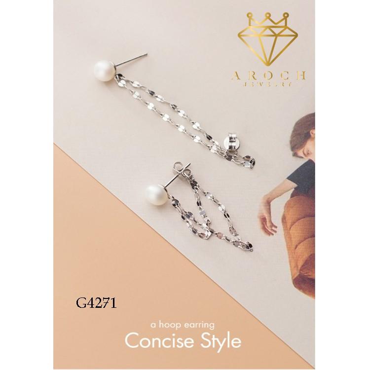  Khuyên tai bạc Ý s925 tua rua đính ngọc G4271 - AROCH Jewelry