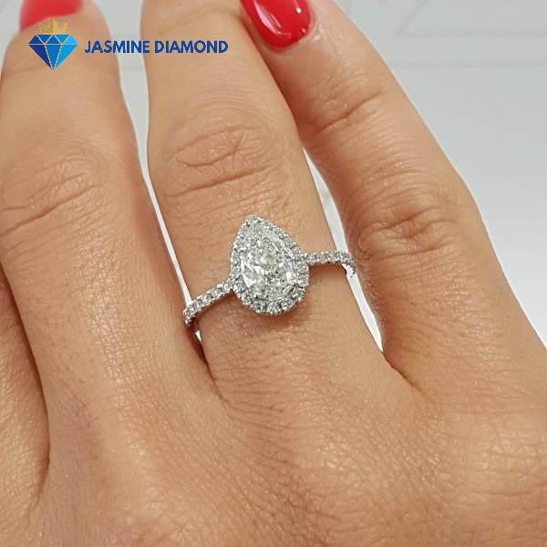 Kim cương nhân tạo Mỹ Moissanite giác cắt Pear