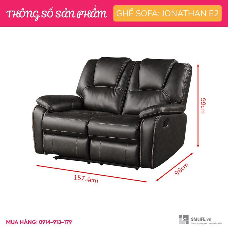 Ghế sofa đôi ngã lưng thư giãn bằng điện sang trọng SMLIFE Jonathan E2 | D157 x  R96 x C99cm | nâng hạ lưng ghế