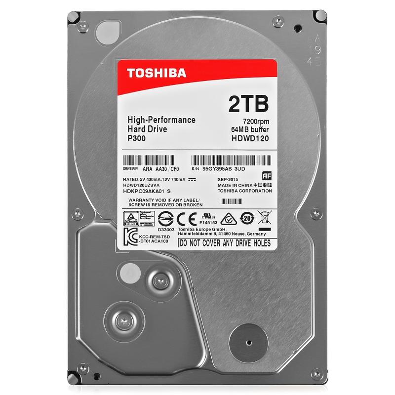 Ổ Cứng HDD Toshiba 2TB P300 series (64MB) 7200rpm  SATA3 HDWD120UZSVA - Hàng Chính Hãng