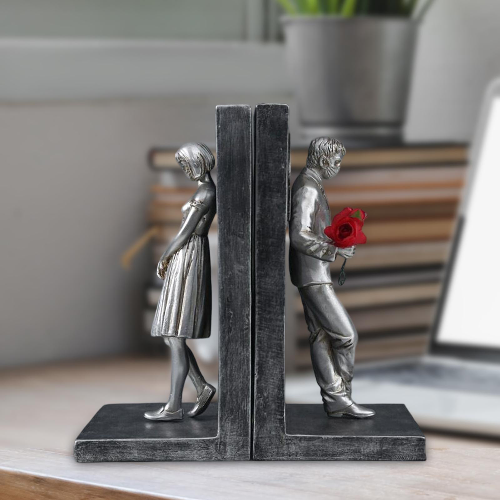 Decorative bookends, Heavy Duty Bookend Holder Decor, Resin Figurine Book Ends, Book Stopper for Shelves, Office, Bedroom, Great Gift for Book Lovers