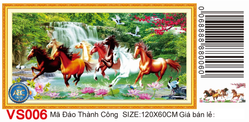 Tranh đính đá mã đáo thành công VS006 - 120 x 60 cm - chưa đính