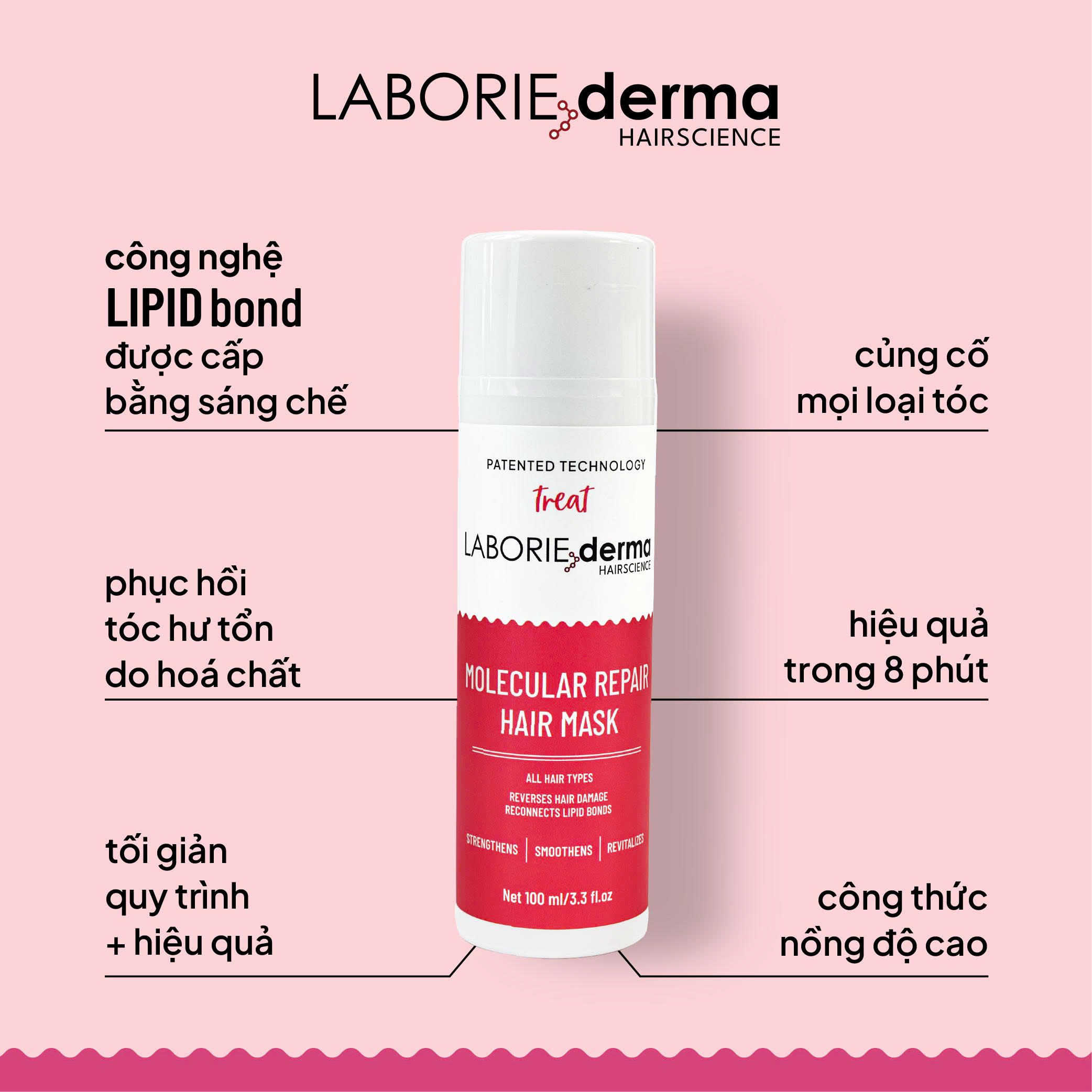 Mặt nạ phục hồi dành cho tóc hư tổn LABORIE derma Molecular Repair Hair Mask 100ml
