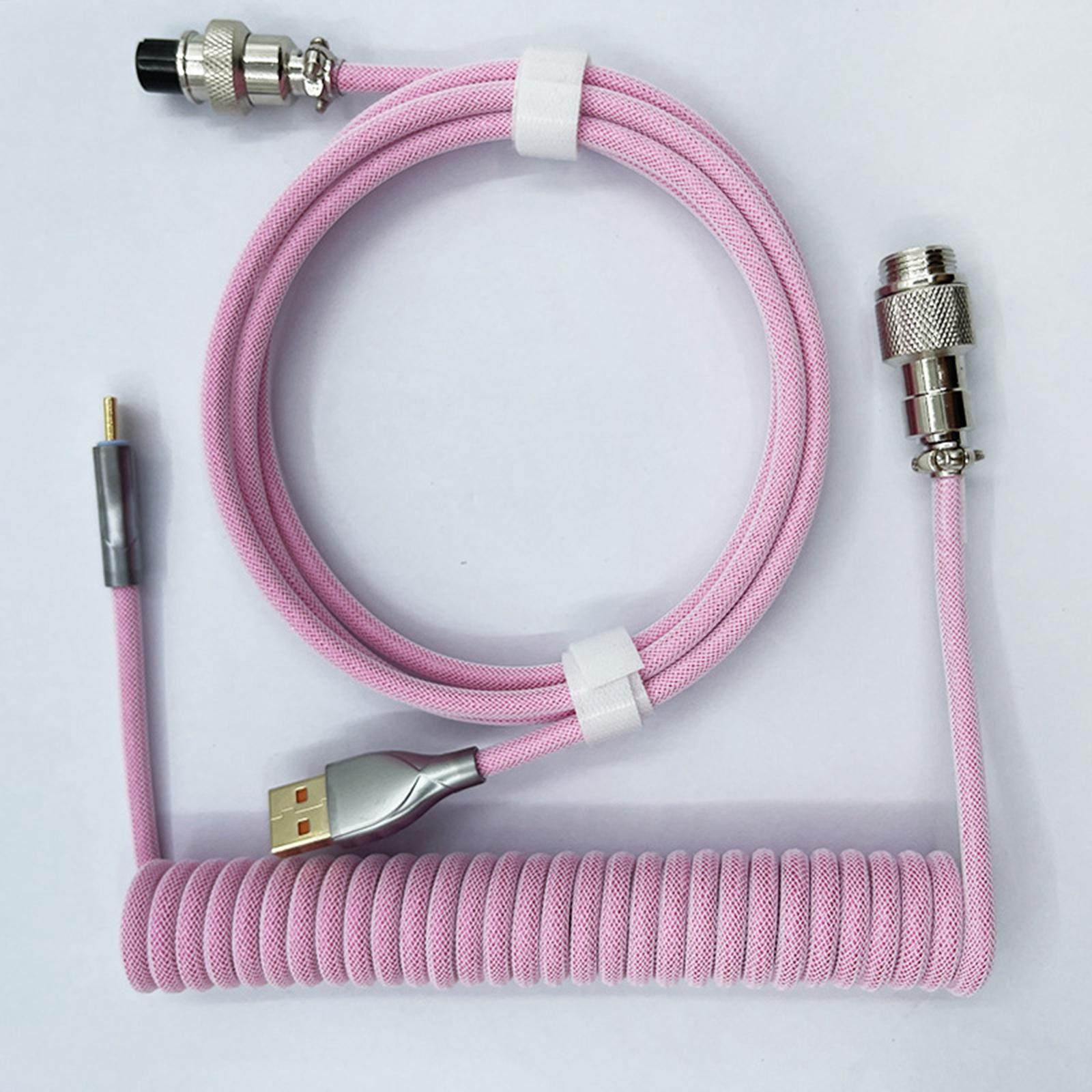 1.8M USB Coiled Cable Wire TPU Metal Keyboard Cable USB3.0 to Type C for Mechanical Keyboard Speaker