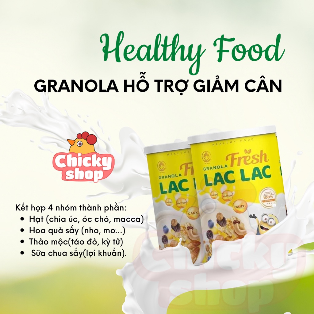 Ngũ cốc hạt ăn liền Granola Lạc Lạc thơm ngon, tốt cho sức khỏe hộp 650g , túi 350g+ quà