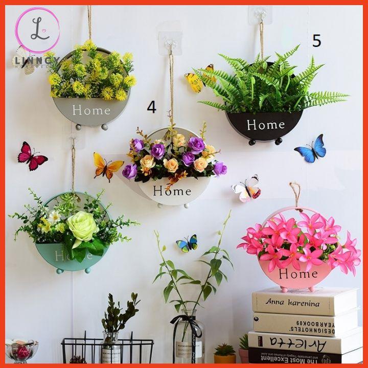 Lẵng hoa, giỏ hoa lụa treo tường chữ Home nhiều mẫu trang trí