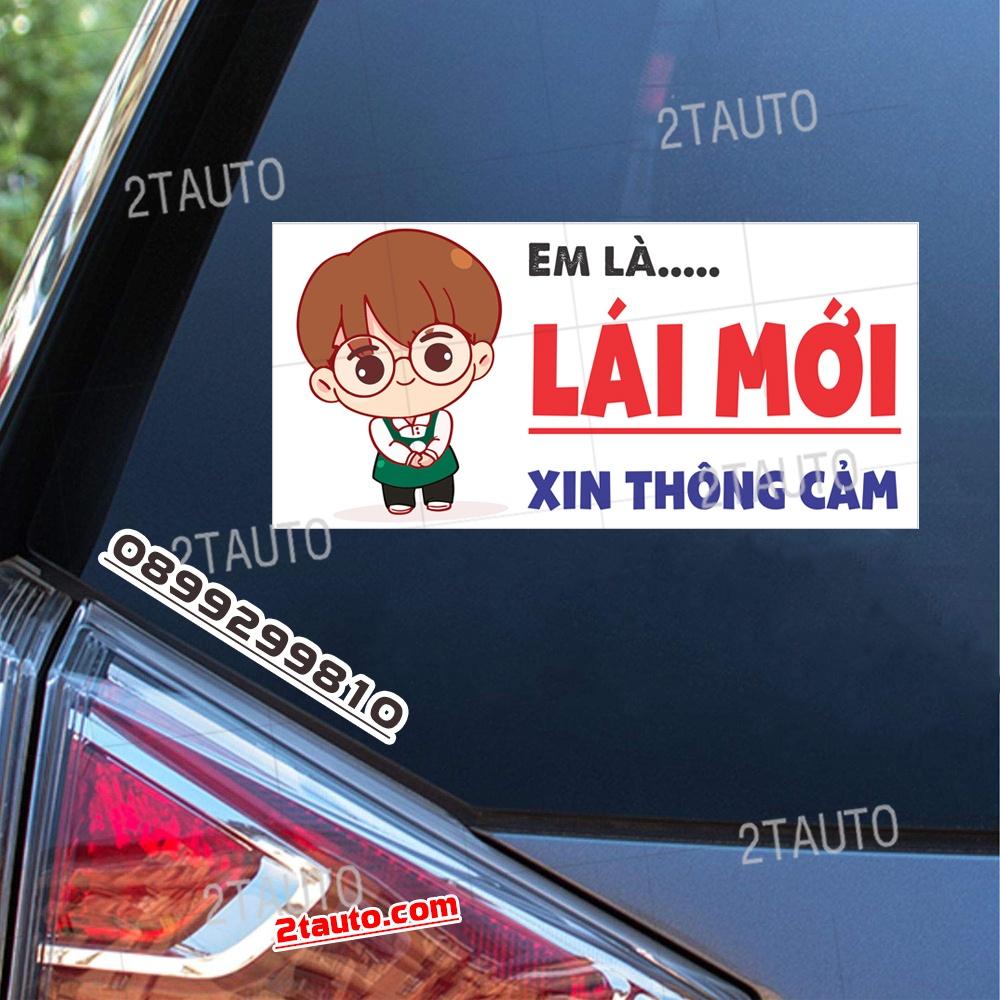 1 LOGO STICKER TEM DECAL DÁN XE LÁI MỚI XIN THÔNG CẢM MẪU NAM NỮ CUTE DỄ THƯƠNG - EM LÀ LÁI MỚI , TÙY CHỌN MẪU otofun