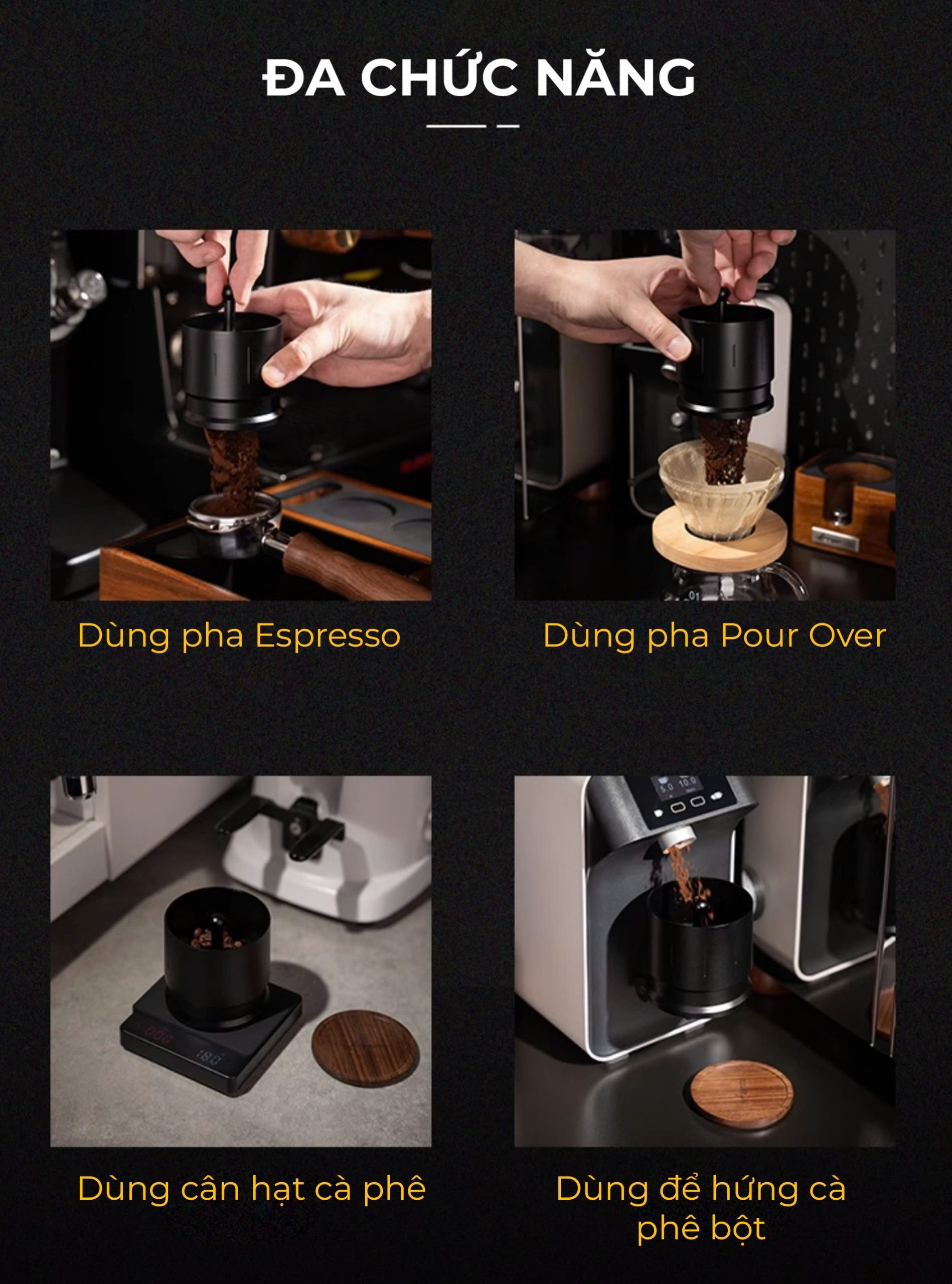 Feepie dosing hứng đong cà phê Wood charm
