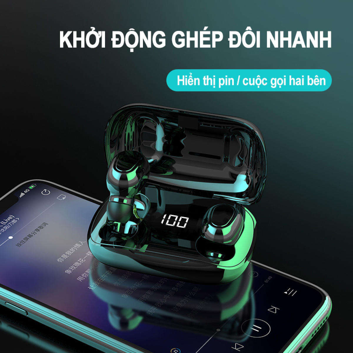 Tai Nghe Bluetooth XT7 TWS, Bluetooth V5.0 - Tai Nghe Kép Bass Âm Thanh phù hợp với các dòng Điện Thoại Huawei,Xiaomi,iPhone,Samsung - Hàng Chính Hãng