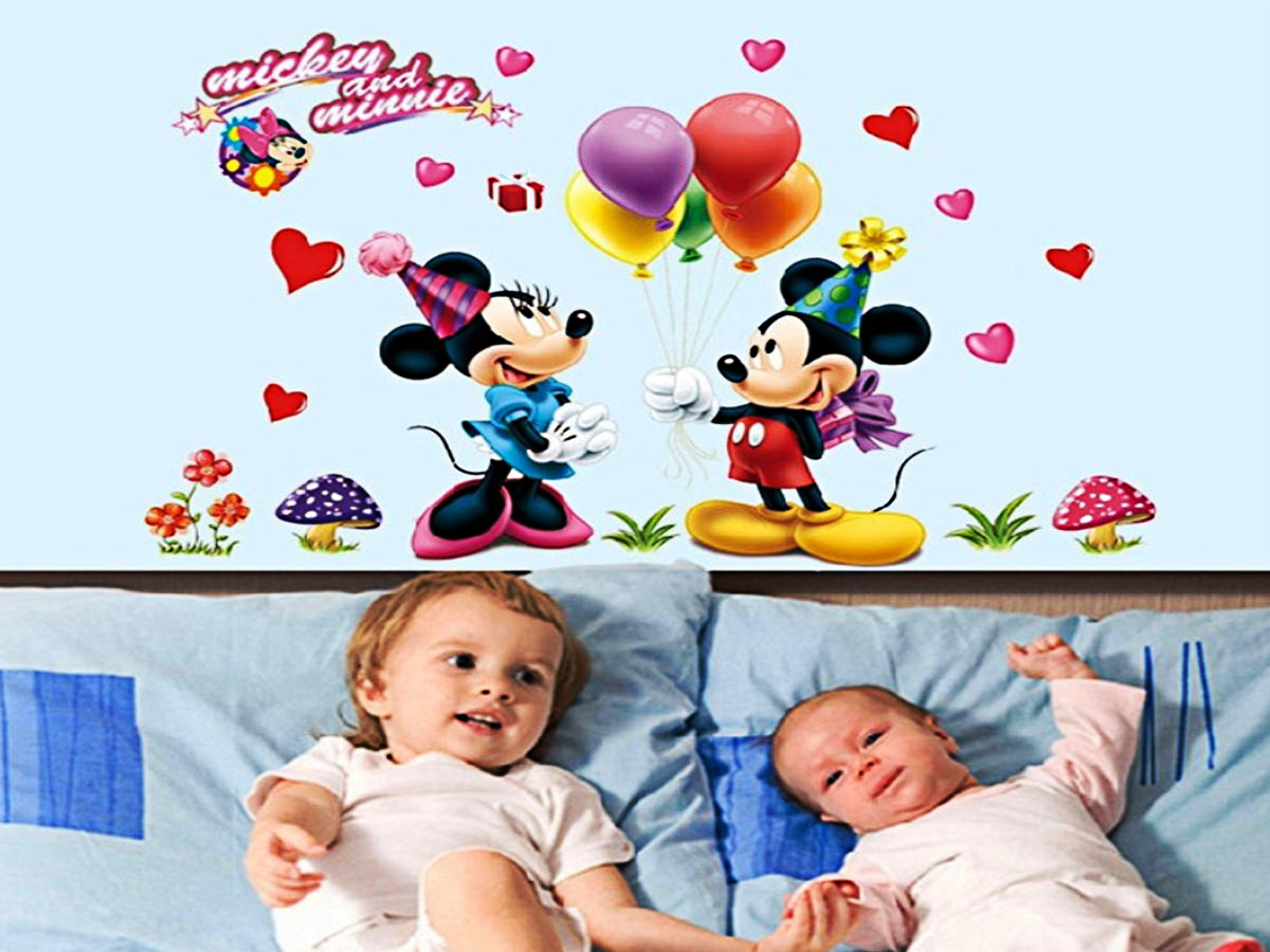 decal dán tường cho bé chuột mickey và mimi