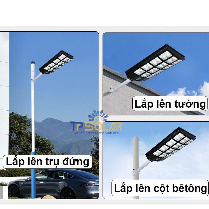 Đèn Đường Liền Thể 3 Mặt Năng Lượng Mặt Trời TP Solar TP-D600N Công Suất 600W Cảm Ứng Sáng Tối, Điều Khiển Từ Xa