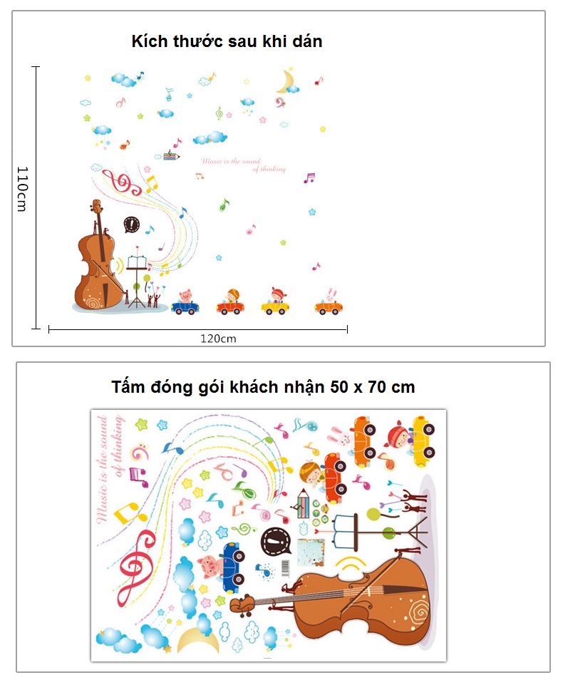 Decal Dán Tường Âm Nhạc Đàn Violin Đủ Màu mẫu số 16