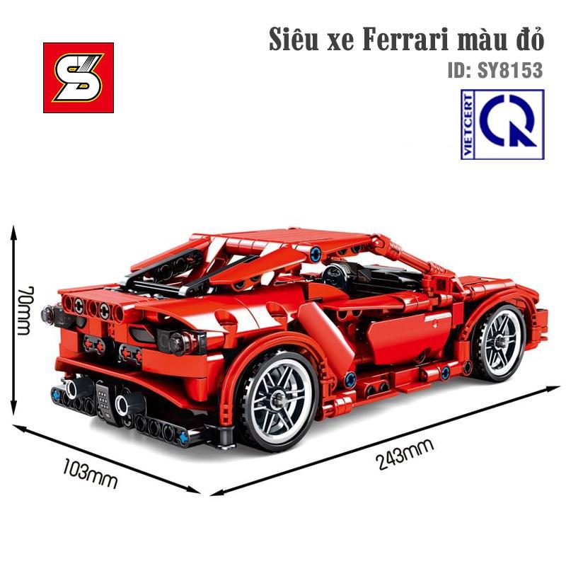 Đồ Chơi Lắp Ghép Xếp Hình Kéo Cót Siêu Xe Ferrari Màu Đỏ - SY BLOCK SY8153 - 603 chi tiết