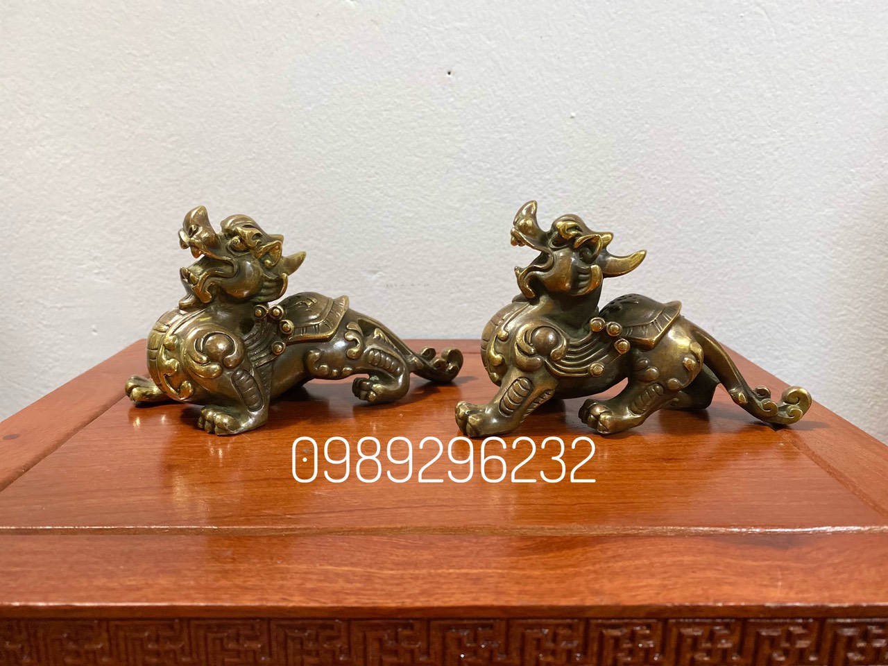 Cặp Tỳ Hưu phong thuỷ bằng đồng màu giả cổ