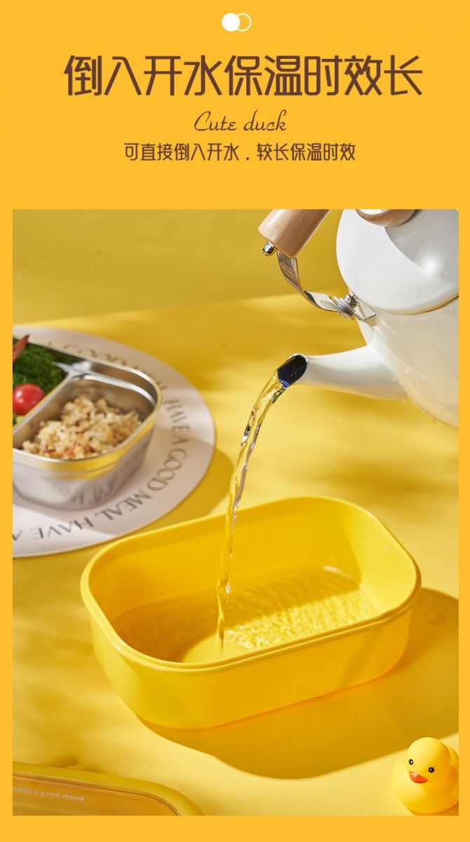 Hộp Cơm Giữ Nhiệt Hình Vịt Vàng Dễ Thương Có Nắp Đậy Trong Suốt
